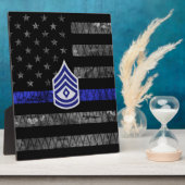 Sergeant mit Diamond Thin Blue Line Distressed Fl Fotoplatte (Seite)