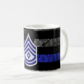 Sergeant mit Diamond Thin Blue Line Distressed Fl Kaffeetasse (VorderseiteRechts)