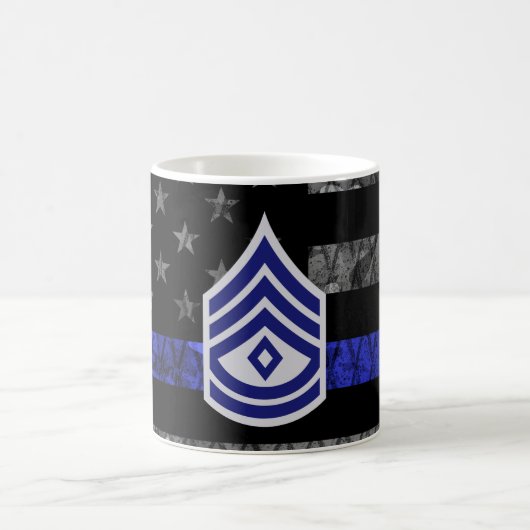 Sergeant mit Diamond Thin Blue Line Distressed Fl Kaffeetasse (Mittel)