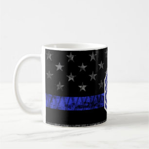 Sergeant mit Diamond Thin Blue Line Distressed Fl Kaffeetasse