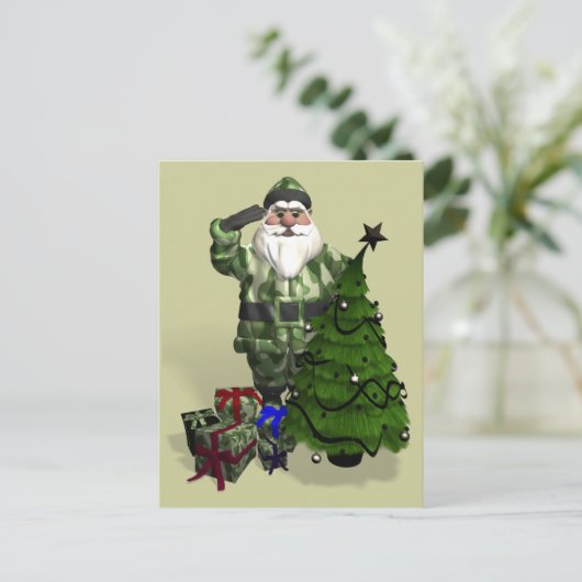 Sergeant Santa Claus Feiertagspostkarte (Stehend Vorderseite)
