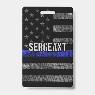 Sergeant Thin Blue Line abgenutzte Flagge Ausweis