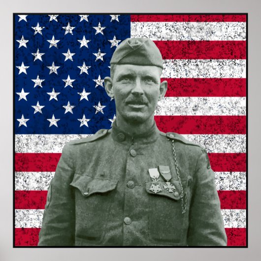 Sergeant York und die amerikanische Flagge — Grenz Poster (Vorne)