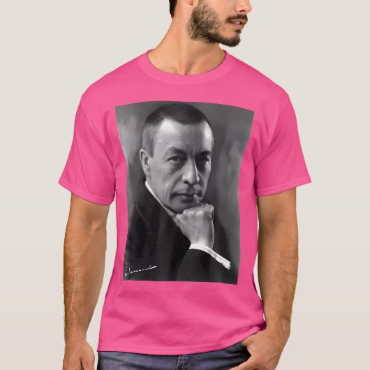 Sergei Rachmaninoff Komponistenportrait mit Autogr T-Shirt (Vorderseite)