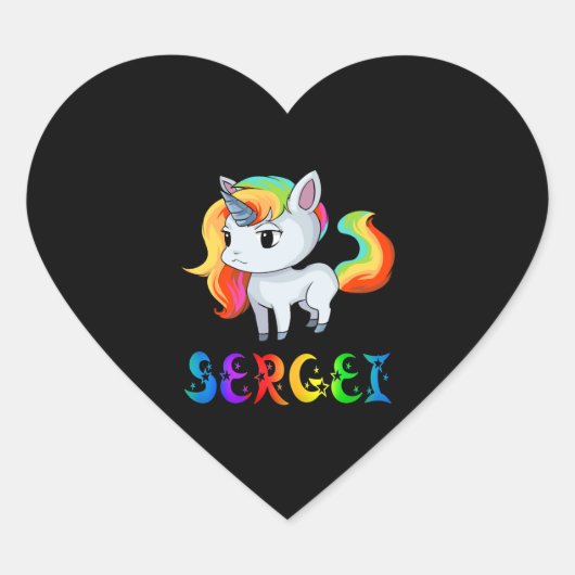 Sergei Unicorn Herz-Aufkleber (Vorderseite)