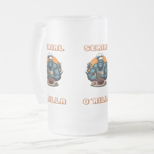 Serial G'rilla Master GRILLEN Griller Fun Pun Mattglas Bierglas (Vorderseite Links)