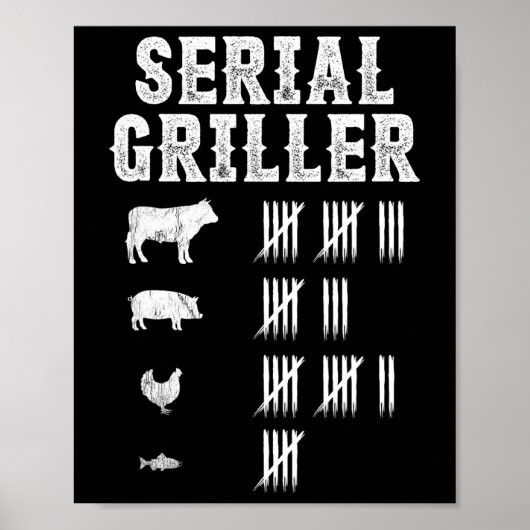 Serial Griller Funny Grill Grillen Master Fun Poster (Vorne)