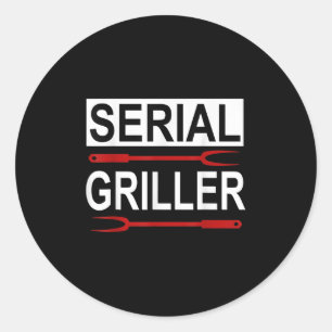Serial Griller - Lustiger Bbq-Serial-Grillmeister Runder Aufkleber