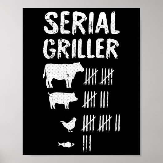 Serial Griller Vathers Day Funny Grill Grill Bb Poster (Vorne)