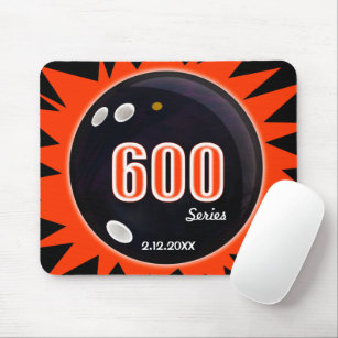 Serie 600 Bowling, Schwarzer Ball mit roter Grafik Mousepad