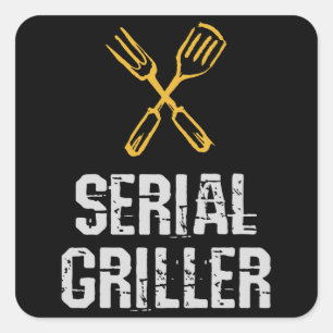 Serieller Griller Grill BBQ Meister Grillbesteck Quadratischer Aufkleber