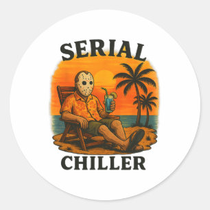 Serienkiller lustiger Horror-Hockeymasken-Urlaub Runder Aufkleber