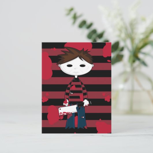 Serienmörder-Postkarte mit weißem Gesicht Postkarte (Stehend Vorderseite)