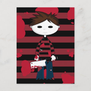 Serienmörder-Postkarte mit weißem Gesicht Postkarte