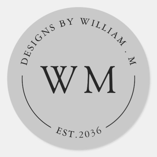 Serienname des klassischen Monogramms Runder Aufkleber (Vorderseite)