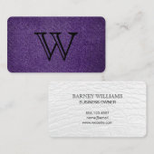 Serientyp Weißes Monogramm | Lila Textur Visitenkarte (Vorne/Hinten)