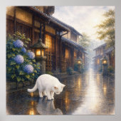 series_2_9|Square Puddle Reflection White Cat Art Poster (Vorne)