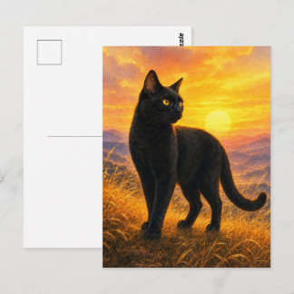series_4_3|Sunset Hills Black Cat Japanese Art Postkarte