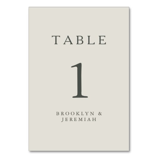 Serif Elegant Moderne Hochzeit Tischnummer (Vorderseite)