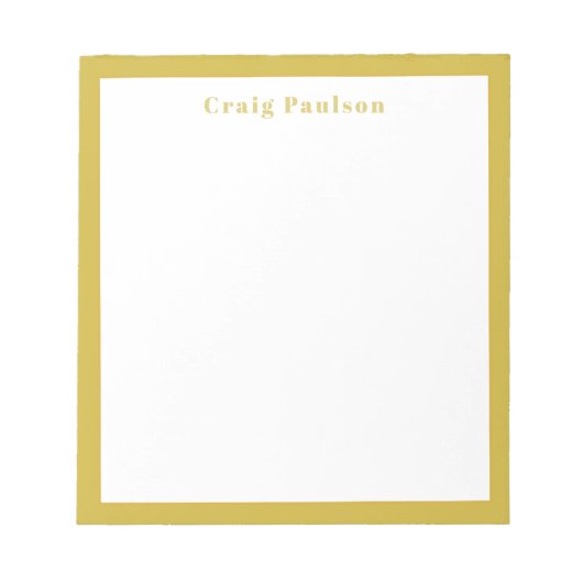 Serif Font Simple Professional Plain Gold White Notizblock (Vorderseite)