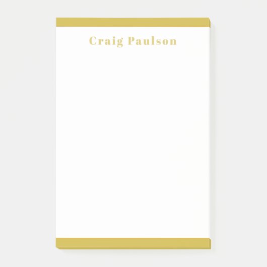 Serif Font Simple Professional Plain Gold White Post-it Klebezettel (Vorderseite)