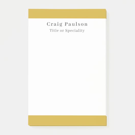 Serif Font Simple Professional Plain Gold White Post-it Klebezettel (Vorderseite)
