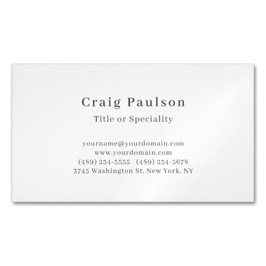 Serif Font Simple Professional Plain Minimalist Magnetische Visitenkarte (Vorderseite)