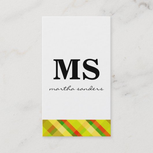 Serif Monogram Argyle Akzent Visitenkarte (Vorderseite)