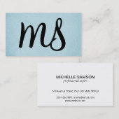 Serif | Monogram | Hellblau Visitenkarte (Vorne/Hinten)