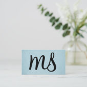 Serif | Monogram | Hellblau Visitenkarte (Stehend Vorderseite)