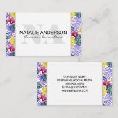 Serif Monogramm | Farbenfrohe Palmen Blätter Visitenkarte (Vorne/Hinten)