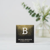 Serif Monogramm | Gold Confetti Quadratische Visitenkarte (Stehend Vorderseite)