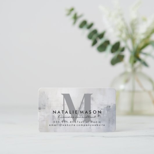 Serif Monogramm | Hintergrund der Textur Visitenkarte (Stehend Vorderseite)