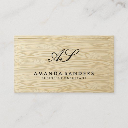 Serif Monogramm | Holz und Leder Visitenkarte (Vorderseite)