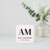 Serif Monogramm | Lichtgestreiftes Muster Quadratische Visitenkarte (Stehend Vorderseite)
