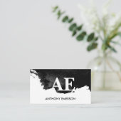 Serif Monogramm | Schwarze Aquarelltextur Visitenkarte (Stehend Vorderseite)