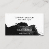 Serif Monogramm | Schwarze Aquarelltextur Visitenkarte (Rückseite)