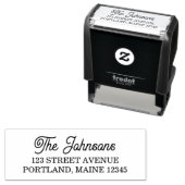 Serif- und klassische Cursive Nachname-Rücksendead Permastempel (Beispiel)