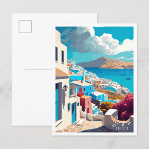 Serifos Griechenland Vintage-Reiseillustration Postkarte