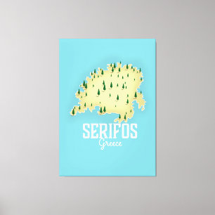 Serifos Griechisch Map Illustriertes Reiseplakat Leinwanddruck