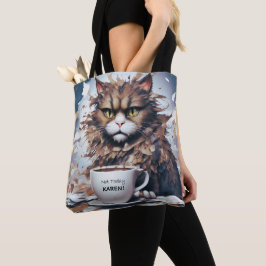 Seriöse Abstrakte Katze mit "Not Today"-Tasche Tasche