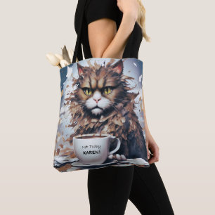 Seriöse Abstrakte Katze mit "Not Today"-Tasche Tasche