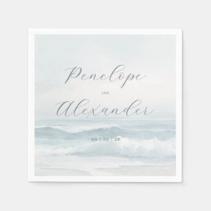 Seriöse Blaue Aquarellwellen Serviette