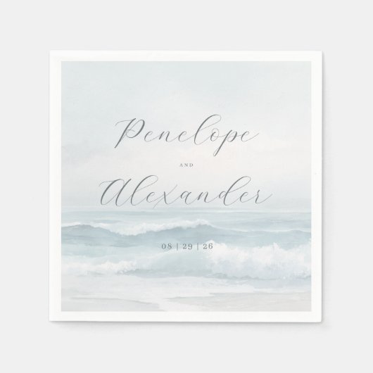Seriöse Blaue Aquarellwellen Serviette (Vorderseite)
