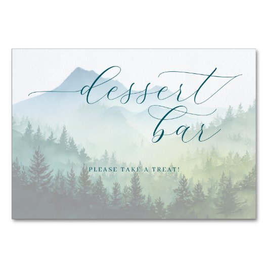 Seriöse grüne Aquarell-Gebirgslandschaft Tischnummer (Vorderseite)
