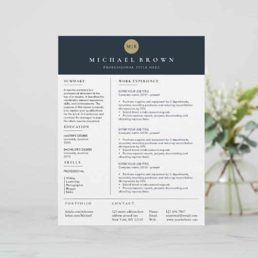 Seriöse Lebenslauf Cv Vorlage einfach klar (Stehend Vorderseite)