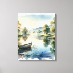 Seriöse Wasserfarben-Lack mit Boot Leinwand Kunst