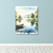 Seriöse Wasserfarben-Lack mit Boot Leinwand Kunst (Insitu (Holzboden))