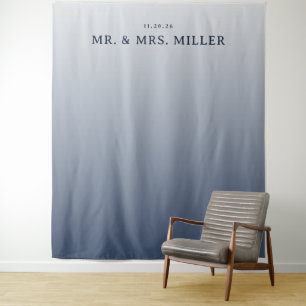 Seriöser blauer Farbverlauf Minimalist Wandteppich
