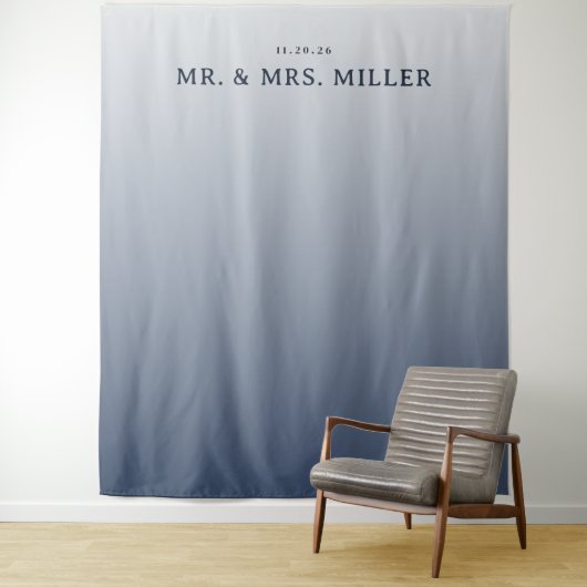 Seriöser blauer Farbverlauf Minimalist Wandteppich (Beispiel)
